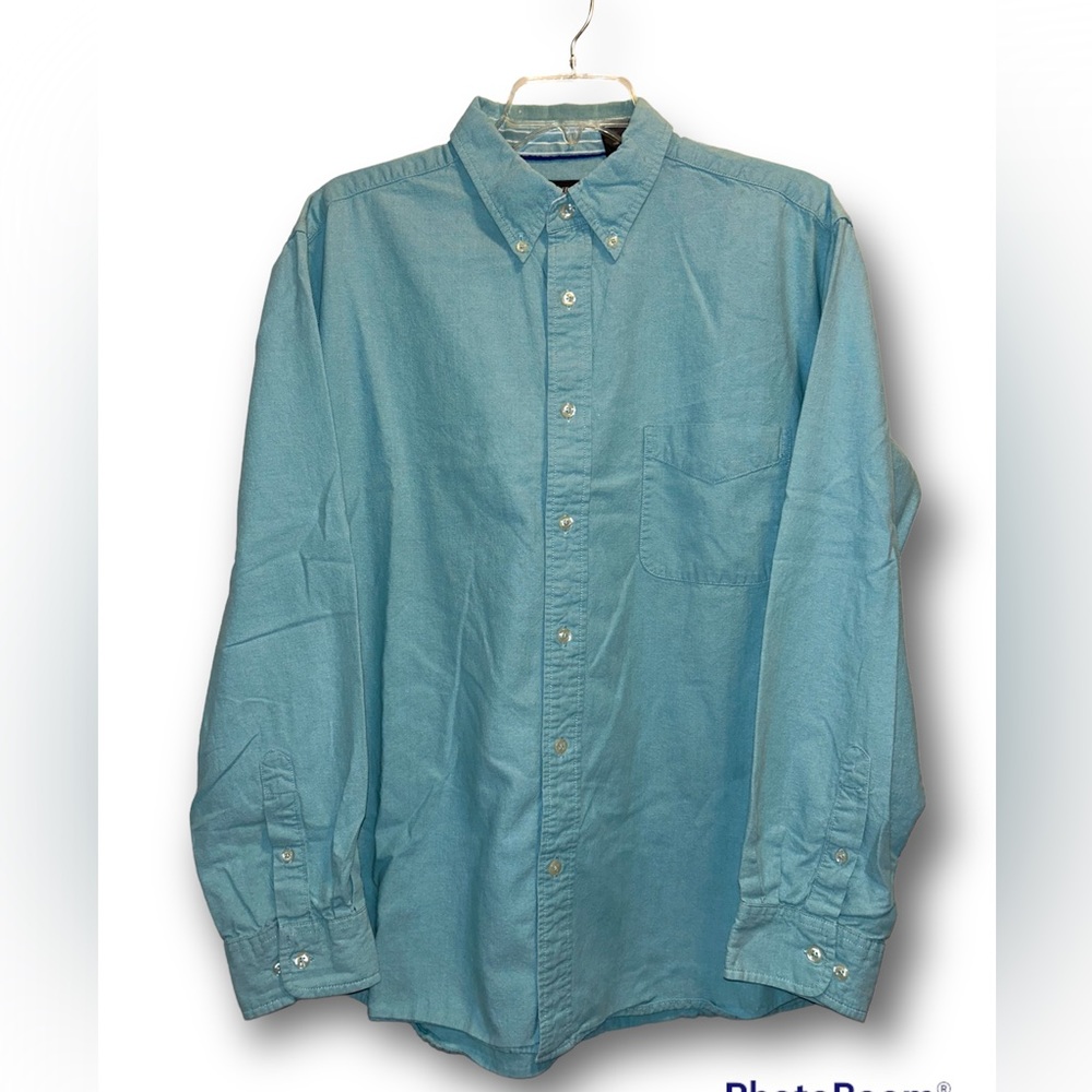 St. John’s Bay • Men’s Casual Button Down, Large, Dress Shirt, Blue,  Green